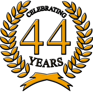 44 Years in Business Anniversary Emblem